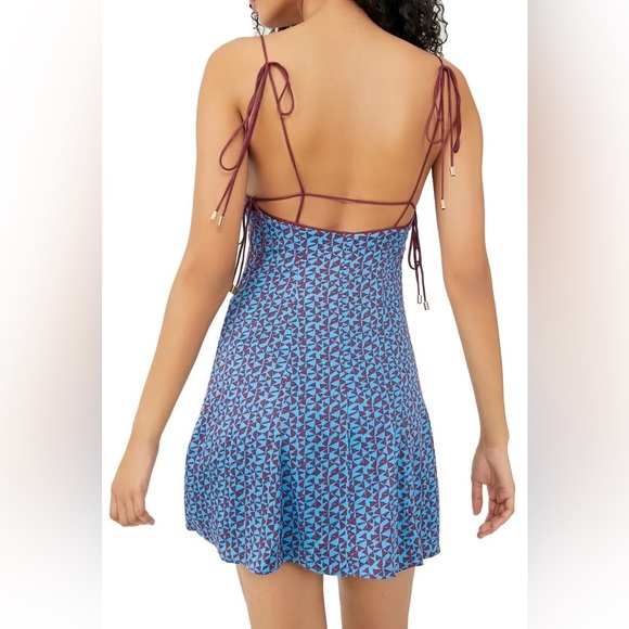 NWOT FP Kai Print Tie Strap Lined Minidress NEW L - Picture 4 of 16